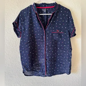 😴❤️Tommy Hilfiger women’s Pajama Set in Navy with Pink Trim Size L thumbnail 6