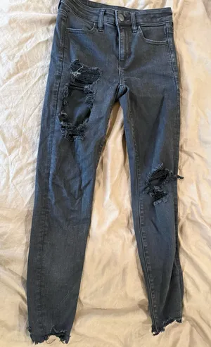 American Eagle Distressed Black Denim Jeans thumbnail 1