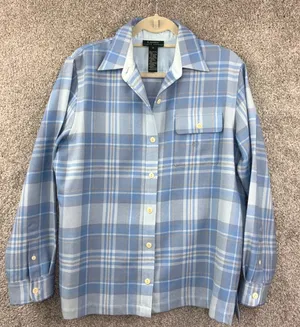 Lauren Ralph Lauren Wool Blue Plaid Button Down‎ Shirt Jacket Women M Classic thumbnail 1