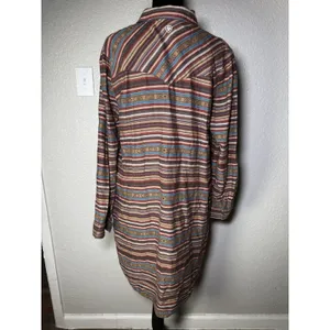 ARIAT Dress Women's size L Brown Sedona Pockets Striped Long Sleeve Collar Aztec thumbnail 2