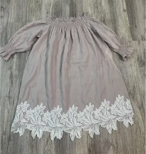 CAARA Off Shoulder Smocked Dress White Lace Trim Gauzy Boho Size S‎ thumbnail 1