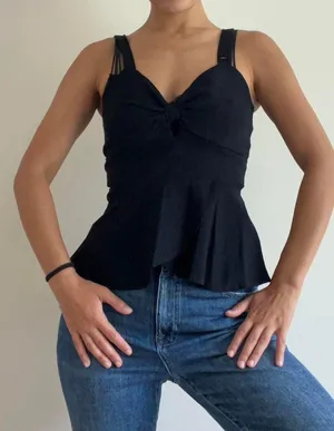 Black Peplum Tank Top Size L thumbnail 1