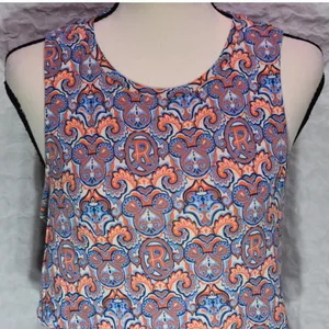 Disney Parks Mickey Mouse Paisley Keyhole Back Maxi Dress Orange Blue Large thumbnail 11