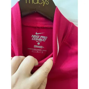 NIKE DRI-FIT Pink Long Sleeve Turtleneck Shirt Top Sz L Fuchsia Thumb Hole thumbnail 3