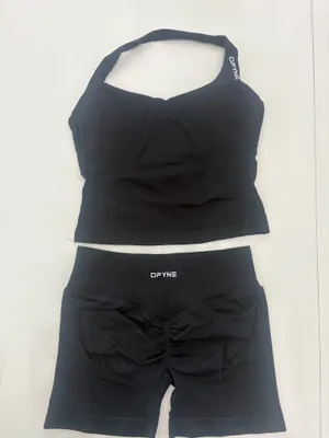 DFYNE set black medium shorts and top new without tags thumbnail 1