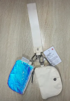 Lululemon Dual Pouch Wristlet Pink Whit Blue thumbnail 1