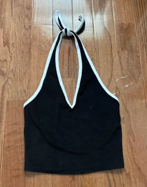 Bozzolo NWOT tillys terry cloth black halter tie back tank top thumbnail 1