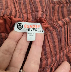 Sundry Evereve Striped Pull-On Tapered Summer Trousers Brick Red thumbnail 2