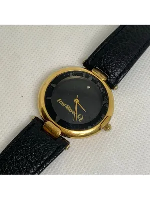 Vintage Fred Meyer women’s gold tone wristwatch black dial 32mm Quartz running thumbnail 2