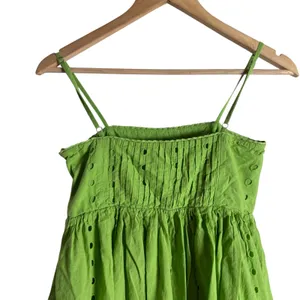 Slate & Willow Green Eyelet Sleeveless Square Neck Empire Midi Dress Size XS thumbnail 8
