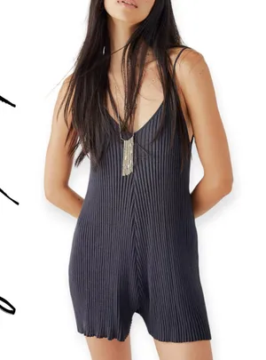 Free People Beach | XS | Nola Sweater Playsuit Ribbed One-Piece Navy Romper thumbnail 1