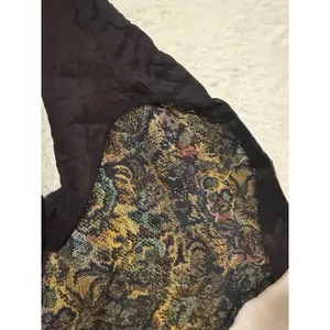 Turn On Vintage Tapestry Vest Womens Large Floral Brocade Metallic Cropped USA thumbnail 5