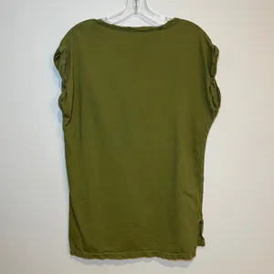 aerie t-shirt short cap sleeve tee henley scoop neck olive green size‎ XS thumbnail 2