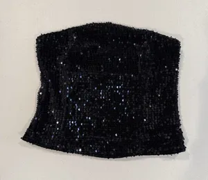 Renvy Sequin Tube Top Womens Small Black Y2K Lined Stretch Whimsigoth Concert thumbnail 1
