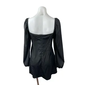 Princess Polly Black Long Sleeve Floral Lace Bustier Mini A Line Dress Size 8 thumbnail 3