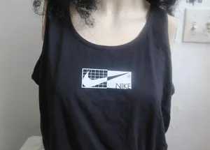 NIKE women's style do7524-010 Women's Sportswear Crop Tank in black and white size medium. thumbnail 3