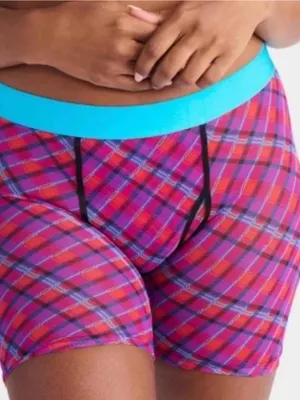 Plaid Boyshort Panty with Turquoise Waistband thumbnail 2