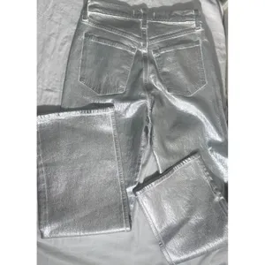 Abercrombie 90s Relaxed Jeans 27 4S Silver Metallic High Rise Y2K Cyber Grune thumbnail 3
