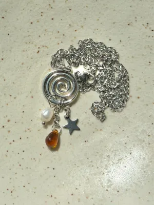 Handmade spiral swirl uzumaki funky boho grunge style necklace🌀 thumbnail 5
