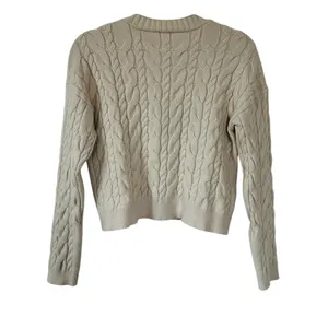 Cyrus Cream Cable Knit Cardigan Sweater Preppy Cozy Casual Timeless Minimalist thumbnail 5