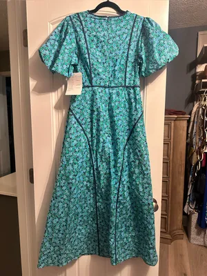 Entro Blue Floral Puff-Sleeve Maxi Dress thumbnail 4