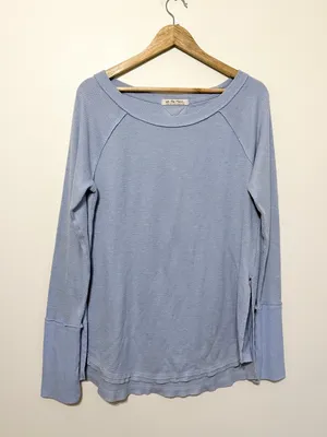 Free People We The Free Snowy Thermal Top Size Large in Baby Blue thumbnail 2