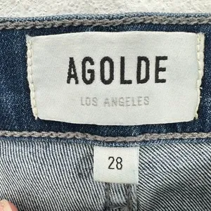 AGOLDE Size 28 High‎ Rise Ankle Crop Raw Hem Slim Straight Leg Denim Jeans thumbnail 4