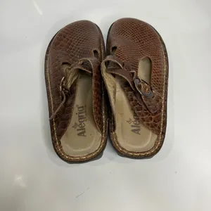 Alegria‎ classic slip on clogs brown croc embossed leather women's size 39 thumbnail 5