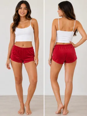 Hollister Red Velour Athletic Shorts thumbnail 2