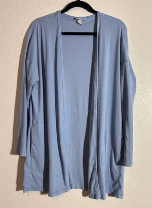Free People Intimately Size S Cozy Does It Blue Ribbed Lounge Cardigan Robe thumbnail 1