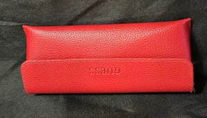 GUESS Red & Black Pebbled Eyewear Sunglasses Pouch Case thumbnail 1
