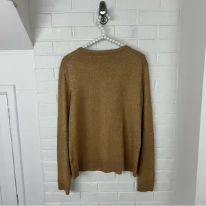 Charter Club Gold Metallic Thread Knit Cardigan Sweater Size L thumbnail 8