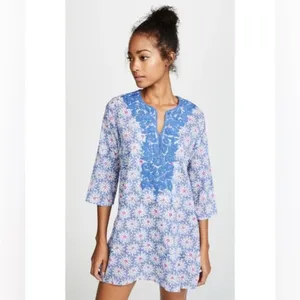 Roller Rabbit Inez Blue Floral Embroidered Tunic Small thumbnail 4