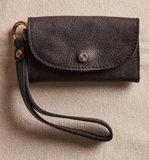 Free People Leather Bag Lanyard Wallet Black New With Tags thumbnail 1