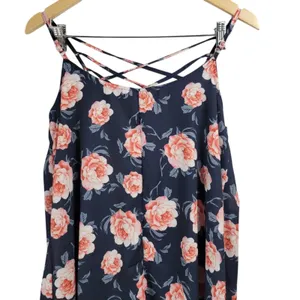 Womens Navy Blue Floral Criss‎ Cross Front Cami Dress Size Medium thumbnail 5