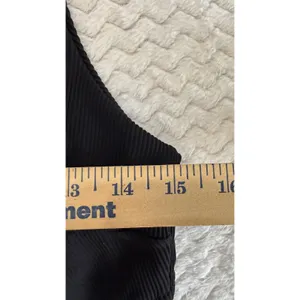 Aerie Black Ribbed One Shoulder Bandeau Bikini Top XL Tie Back Asymmetrical thumbnail 4