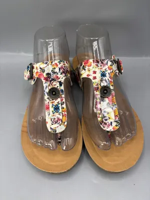 Blowfish Malibu Flip Flop Sandals Womens 8 Multicolor Floral Flat Heel Slip On thumbnail 3