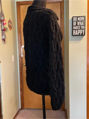 Preview International vintage wool heavy cable knit zip up cardigan sweater S thumbnail 2