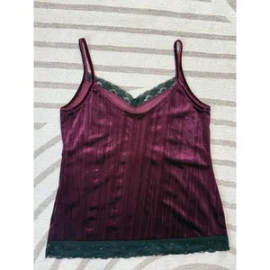 90s Y2k Womens Burgundy Velvet Lace Babydoll Vampy Whimsigoth Cami Tank Top Sz M thumbnail 7