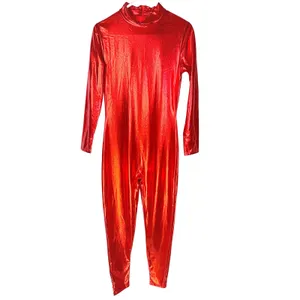 NWT Kepblom Shiny Metallic Red Turtleneck Long Sleeve Unitard Catsuit Medium thumbnail 3