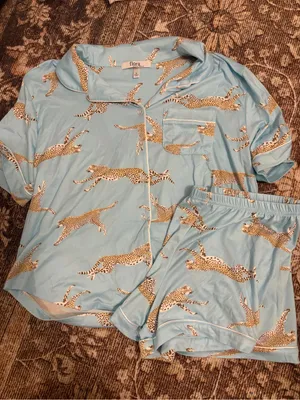 Flora Nikrooz Light Blue Cheetah-Print Pajama Set thumbnail 1