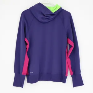 Nike Women's Therma-Fit Hoodie Size Medium Big Swoosh Purple Pink Athletic Green thumbnail 11