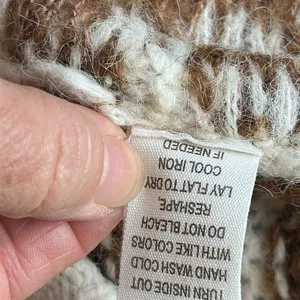 NWOT Blu Pepper Cream & Brown Checkerboard & Striped Sweater Sz S Puffed Sleeve thumbnail 13