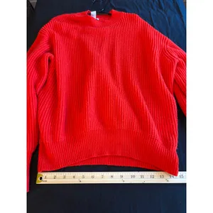 HM Red Ribbed Knit Wool Blend Crew Neck Sweater Small P/N 0521302 6 preppy thumbnail 3