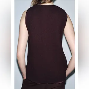 Zara NWT thick knit sleeveless brown top thumbnail 5