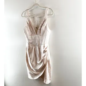 Hello Molly Rosebud Satin Plunge V Neck Mini Dress Champagne Gold 6 thumbnail 8