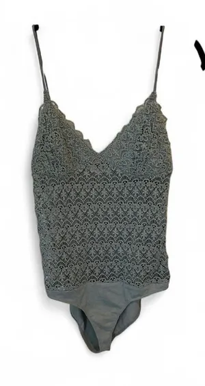 Zara Khaki Green Crochet Lace‎ Body Suit Size Large thumbnail 1