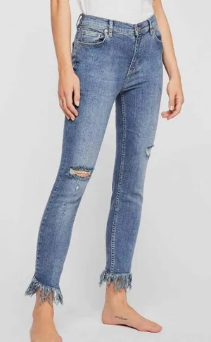 Free People Great Heights High Rise Frayed Skinny Jeans thumbnail 1