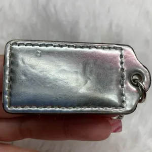 2" COACH Metallic Silver Fob Bag Charm Hang tag Hangtag thumbnail 2