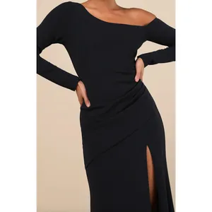 Lulus Elegant Sensation Navy Blue Asymmetrical Pleated Maxi Dress Formal XS NWT thumbnail 4